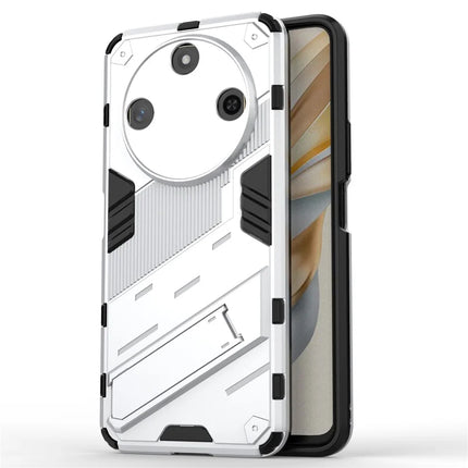 For Honor X60 5G Case PC+TPU Shockproof Phone Cover with Kickstand - White