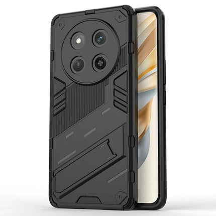 For Honor X60 Pro 5G Case PC+TPU Shockproof Phone Cover with Kickstand - Black