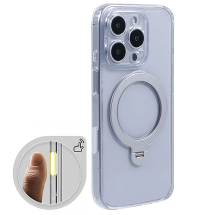 For iPhone 16 Pro Max Clear Case Magnetic Kickstand PC+TPU Phone Cover with Camera Control Button
