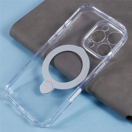 For iPhone 16 Pro Max Clear Case Magnetic Kickstand PC+TPU Phone Cover with Camera Control Button