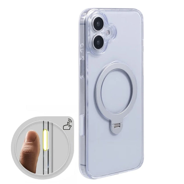 For iPhone 16 Plus Clear Case Magnetic Kickstand PC+TPU Phone Cover with Camera Control Button