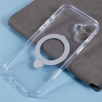 For iPhone 16 Plus Clear Case Magnetic Kickstand PC+TPU Phone Cover with Camera Control Button