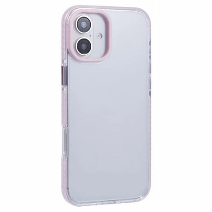 For iPhone 16 Plus Clear Case TPU+PC Shockproof Phone Back Cover - Pink