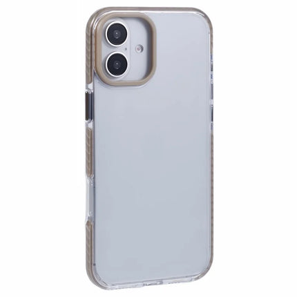 For iPhone 16 Plus Clear Case TPU+PC Shockproof Phone Back Cover - Khaki