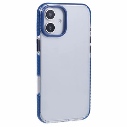 For iPhone 16 Plus Clear Case TPU+PC Shockproof Phone Back Cover - Blue