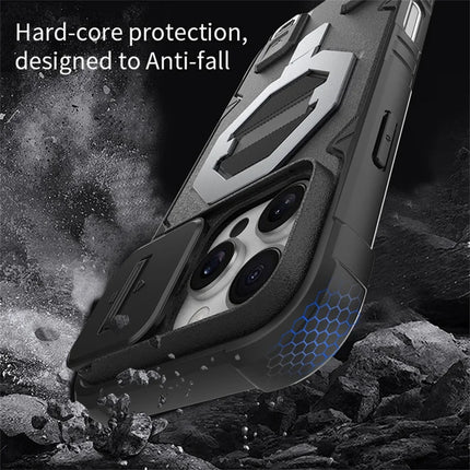 For iPhone 16 Pro Max Case Compatible with MagSafe PC+TPU Kickstand Phone Cover with Lanyard