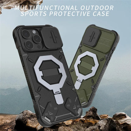 For iPhone 15 Pro Max Case Compatible with MagSafe PC+TPU Kickstand Phone Cover with Lanyard