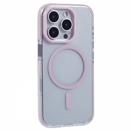 For iPhone 16 Pro Clear Case Compatible with MagSafe TPU+PC Back Cover - Pink