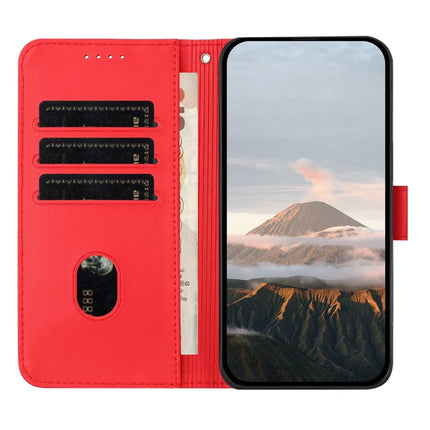 YX0090 For iPhone 16 Pro Max Case Triangle Imprint Leather Phone Cover with Lanyard