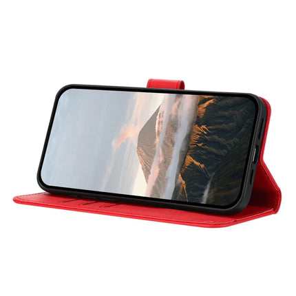 YX0090 For iPhone 16 Pro Max Case Triangle Imprint Leather Phone Cover with Lanyard