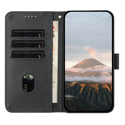 YX0090 For iPhone 16 Pro Max Case Triangle Imprint Leather Phone Cover with Lanyard