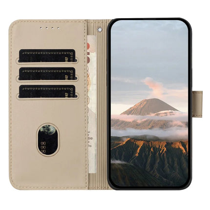 YX0090 For iPhone 16 Pro Max Case Triangle Imprint Leather Phone Cover with Lanyard