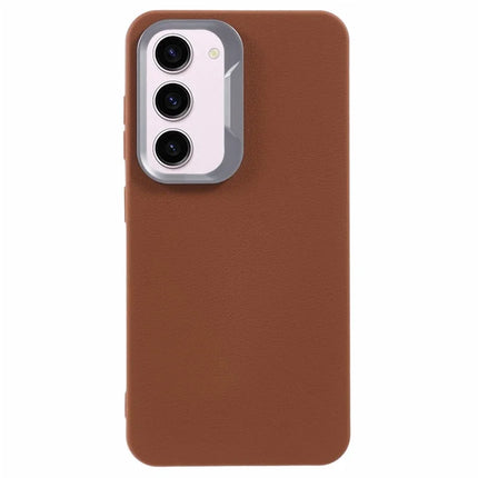 For Samsung Galaxy S23 Case Leather Textured TPU Shockproof Phone Cover - Brown