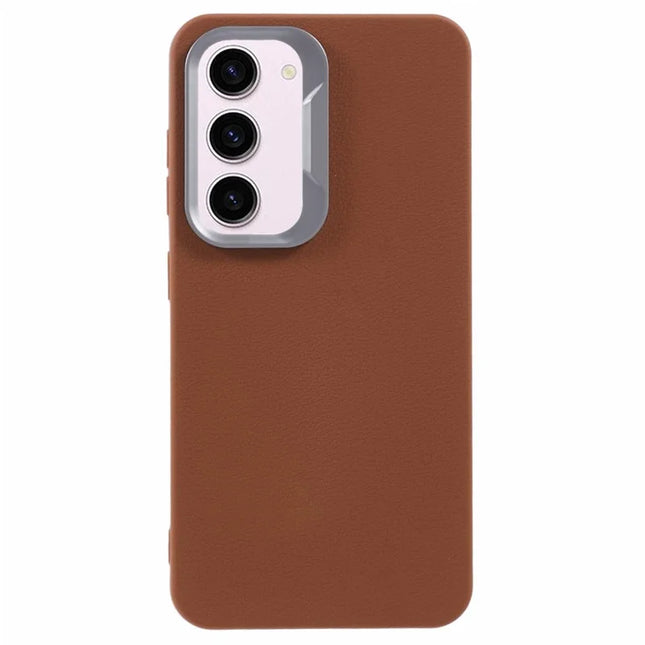 For Samsung Galaxy S23 Case Leather Textured TPU Shockproof Phone Cover - Brown