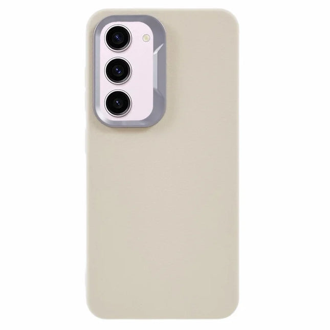 For Samsung Galaxy S23 Case Leather Textured TPU Shockproof Phone Cover - White