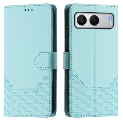 For OnePlus Nord 4 Case Imprinted Honeycomb RFID Blocking Leather Phone Cover with Strap