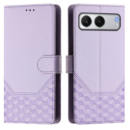 For OnePlus Nord 4 Case Imprinted Honeycomb RFID Blocking Leather Phone Cover with Strap