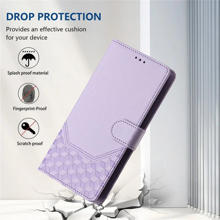 For OnePlus Nord 4 Case Imprinted Honeycomb RFID Blocking Leather Phone Cover with Strap