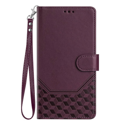 For OnePlus Nord 4 Case Imprinted Honeycomb RFID Blocking Leather Phone Cover with Strap