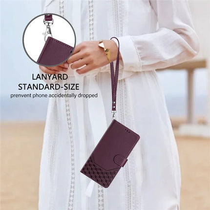 For OnePlus Nord 4 Case Imprinted Honeycomb RFID Blocking Leather Phone Cover with Strap