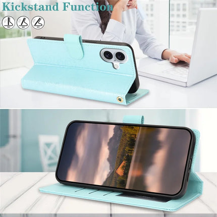 For iPhone 16 Plus Case with Hand Strap Flower Imprint Leather Wallet Phone Cover
