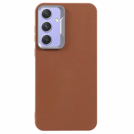 For Samsung Galaxy A54 5G Case Leather Textured TPU Shockproof Phone Cover - Brown
