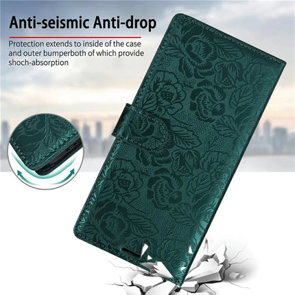 For Samsung Galaxy A05 4G Case with Hand Strap Flower Imprint Leather Wallet Phone Cover