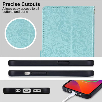 For Samsung Galaxy A13 4G / 5G Case with Hand Strap Flower Imprint Leather Wallet Phone Cover