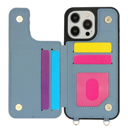 For iPhone 16 Pro Max Case with Card Holder, Strap, Kickstand PU+TPU Phone Back Cover Support RFID Blocking