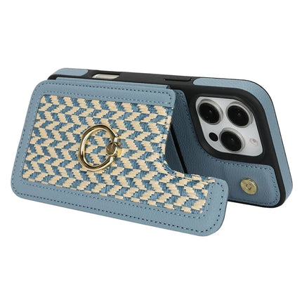 For iPhone 16 Pro Max Case with Card Holder, Strap, Kickstand PU+TPU Phone Back Cover Support RFID Blocking