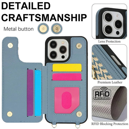 For iPhone 16 Pro Max Case with Card Holder, Strap, Kickstand PU+TPU Phone Back Cover Support RFID Blocking
