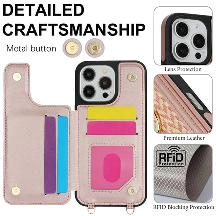 For iPhone 16 Pro Max Case with Card Holder, Strap, Kickstand PU+TPU Phone Back Cover Support RFID Blocking