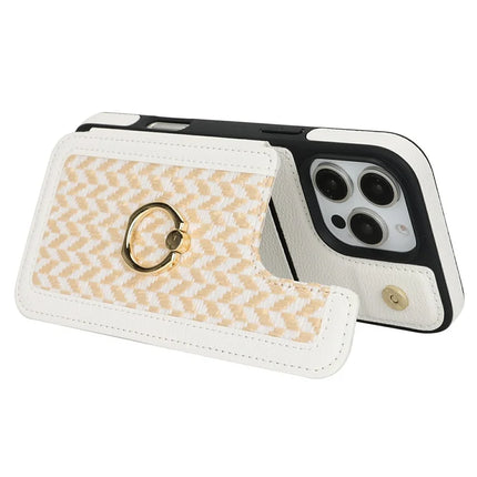 For iPhone 16 Pro Max Case with Card Holder, Strap, Kickstand PU+TPU Phone Back Cover Support RFID Blocking