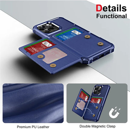 For iPhone 16 Pro Max ENKAY Hat-Prince Wallet Card Slot Kickstand PU Leather +TPU Back Phone Cover with Camera Lens Film