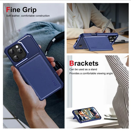 For iPhone 16 Pro Max ENKAY Hat-Prince Wallet Card Slot Kickstand PU Leather +TPU Back Phone Cover with Camera Lens Film