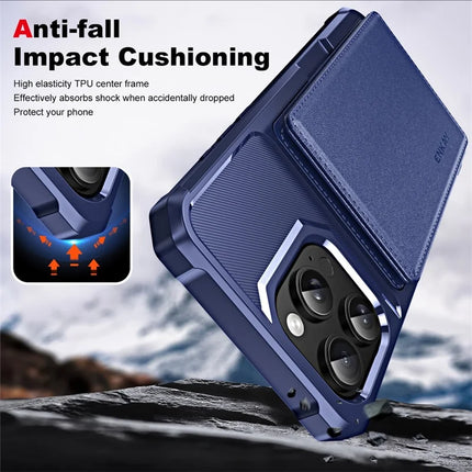 For iPhone 16 Pro Max ENKAY Hat-Prince Wallet Card Slot Kickstand PU Leather +TPU Back Phone Cover with Camera Lens Film