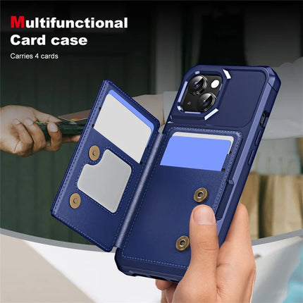For iPhone 14 ENKAY Hat-Prince Wallet Card Slot Kickstand PU Leather +TPU Back Phone Cover with Camera Lens Film