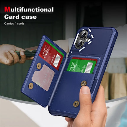 For iPhone 16 Plus ENKAY Hat-Prince Wallet Card Slot Kickstand PU Leather +TPU Back Phone Cover with Camera Lens Film