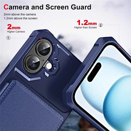 For iPhone 16 Plus ENKAY Hat-Prince Wallet Card Slot Kickstand PU Leather +TPU Back Phone Cover with Camera Lens Film