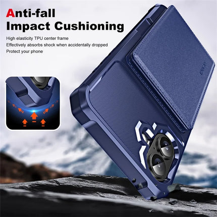 For iPhone 16 Plus ENKAY Hat-Prince Wallet Card Slot Kickstand PU Leather +TPU Back Phone Cover with Camera Lens Film