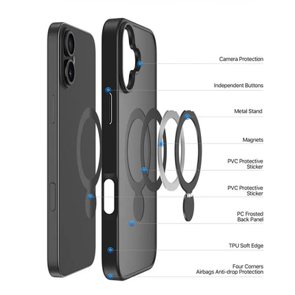 For iPhone 16 Plus Case DUX DUCIS Yind Series PC+TPU Phone Cover Compatible with MagSafe with Kickstand