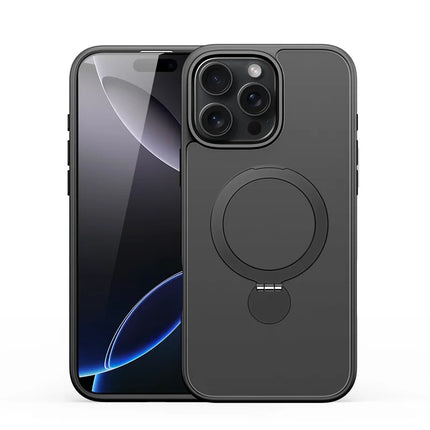 For iPhone 16 Pro Max Case DUX DUCIS Yind Series PC+TPU Phone Cover Compatible with MagSafe with Kickstand - Black