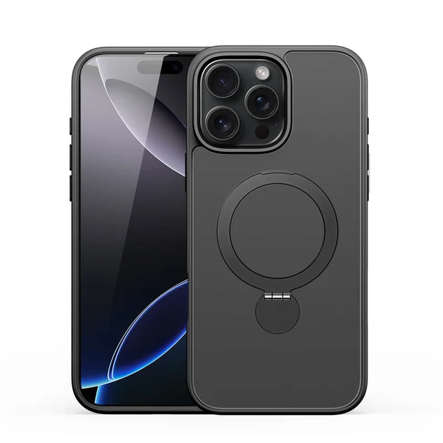 For iPhone 16 Pro Max Case DUX DUCIS Yind Series PC+TPU Phone Cover Compatible with MagSafe with Kickstand - Black