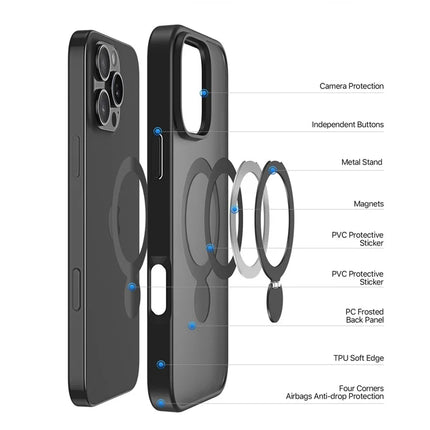 For iPhone 16 Pro Max Case DUX DUCIS Yind Series PC+TPU Phone Cover Compatible with MagSafe with Kickstand