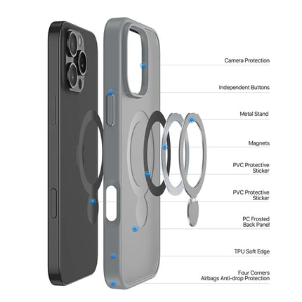 For iPhone 16 Pro Max Case DUX DUCIS Yind Series PC+TPU Phone Cover Compatible with MagSafe with Kickstand