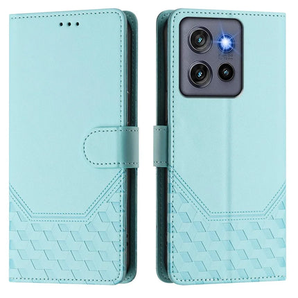 For Motorola Edge 50 Neo 5G / Moto S50 5G / Thinkphone 25 5G Case Imprinted Honeycomb RFID Blocking Leather Phone Cover with Strap