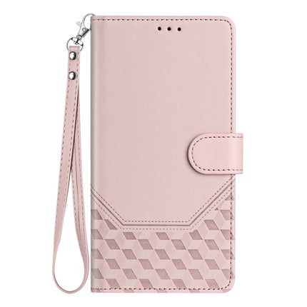 For Motorola Edge 50 Neo 5G / Moto S50 5G / Thinkphone 25 5G Case Imprinted Honeycomb RFID Blocking Leather Phone Cover with Strap