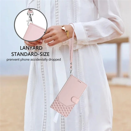 For Motorola Edge 50 Neo 5G / Moto S50 5G / Thinkphone 25 5G Case Imprinted Honeycomb RFID Blocking Leather Phone Cover with Strap