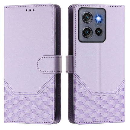 For Motorola Edge 50 Neo 5G / Moto S50 5G / Thinkphone 25 5G Case Imprinted Honeycomb RFID Blocking Leather Phone Cover with Strap