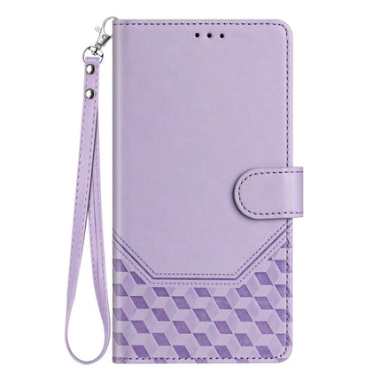 For Motorola Edge 50 Neo 5G / Moto S50 5G / Thinkphone 25 5G Case Imprinted Honeycomb RFID Blocking Leather Phone Cover with Strap